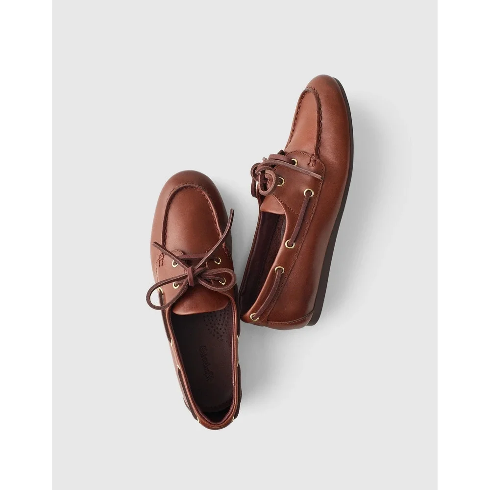 Madewell Women's The Jamie Boat Shoes Comfort Leather Cherry Wood Size 11 NWOB